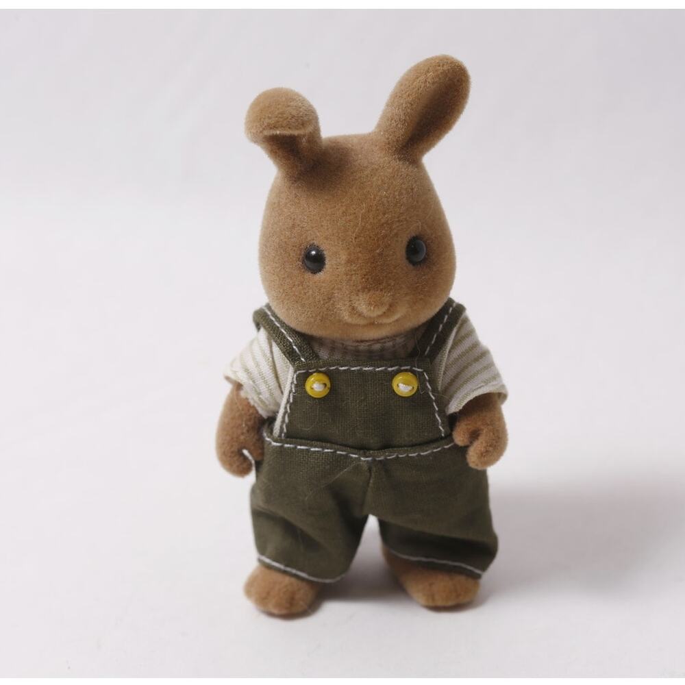 1980s Sylvanian Families Herbage Dappledawn Rabbit Flocked Doll ~ 260812-WH 701